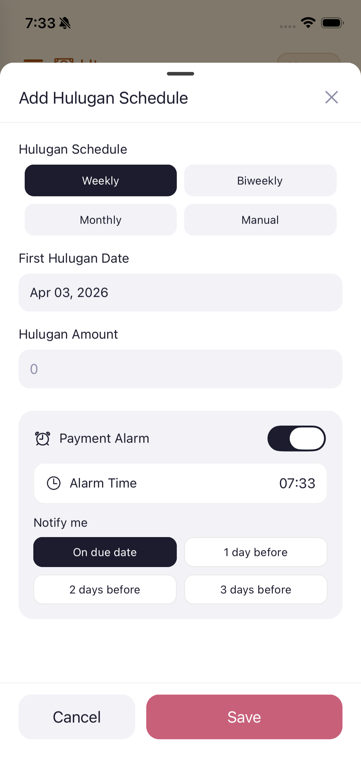 Add Hulugan Schedule