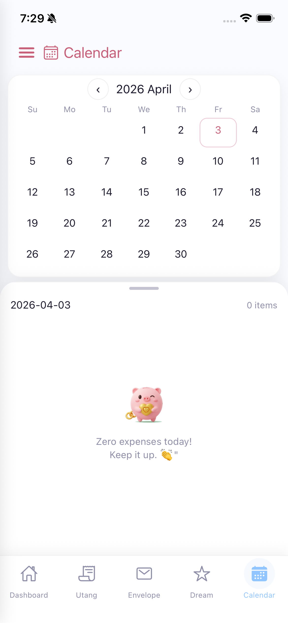 Calendar empty
