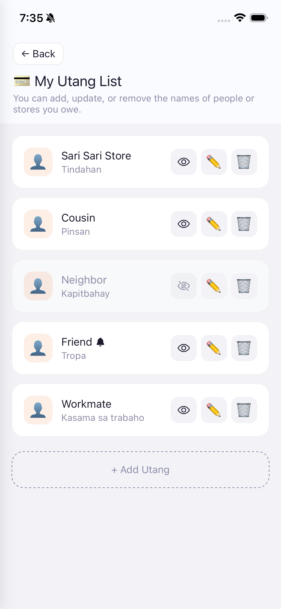 My Utang List hidden