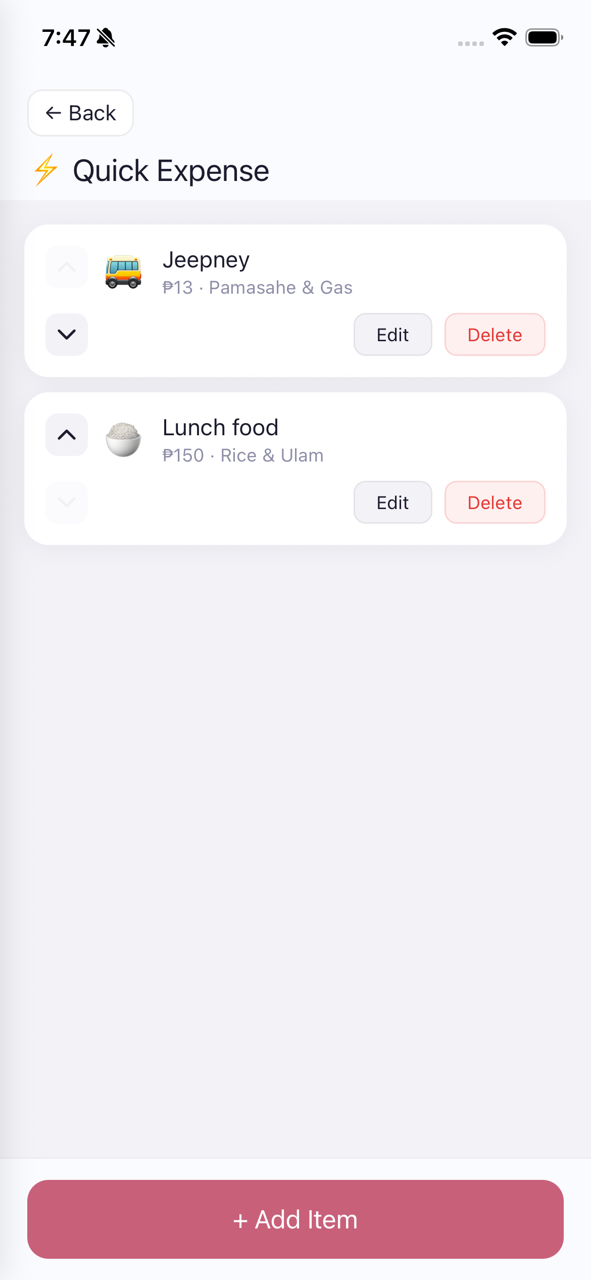 Quick Expense manage